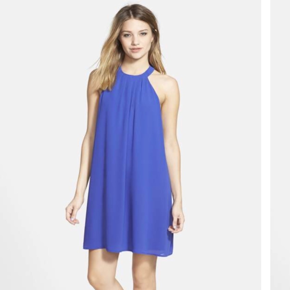 ASTR The Label Blue High Neck Trapeze Dress-size S